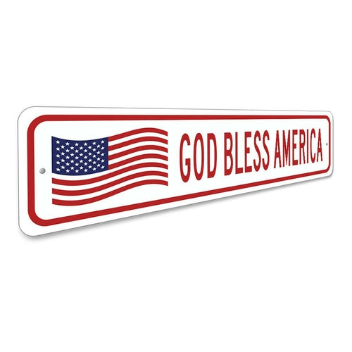 God Bless America US American Flag Sign