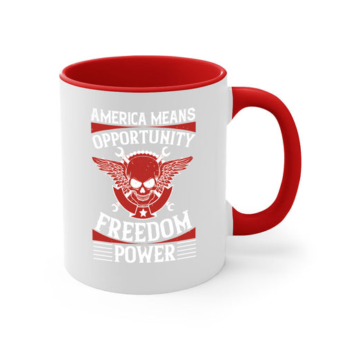 America means opportunity freedom power Style 85#- 4th Of July-Mug /