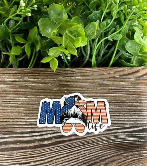 American Flag Patriotic Mom Life Sticker |Sticker or Magnet